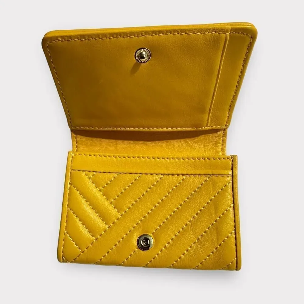 Tory Burch Alexa Leather Bifold Mini Wallet Yellow Daisy